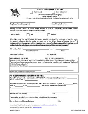  Terminal Leave Volusia County Schools Form 2010-2024