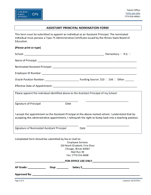  Assistant Principal Nomination Form Chicago Public Schools Cps 2013-2024