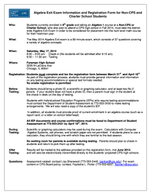 Cps Algebra Exit Exam Practice Test  Form