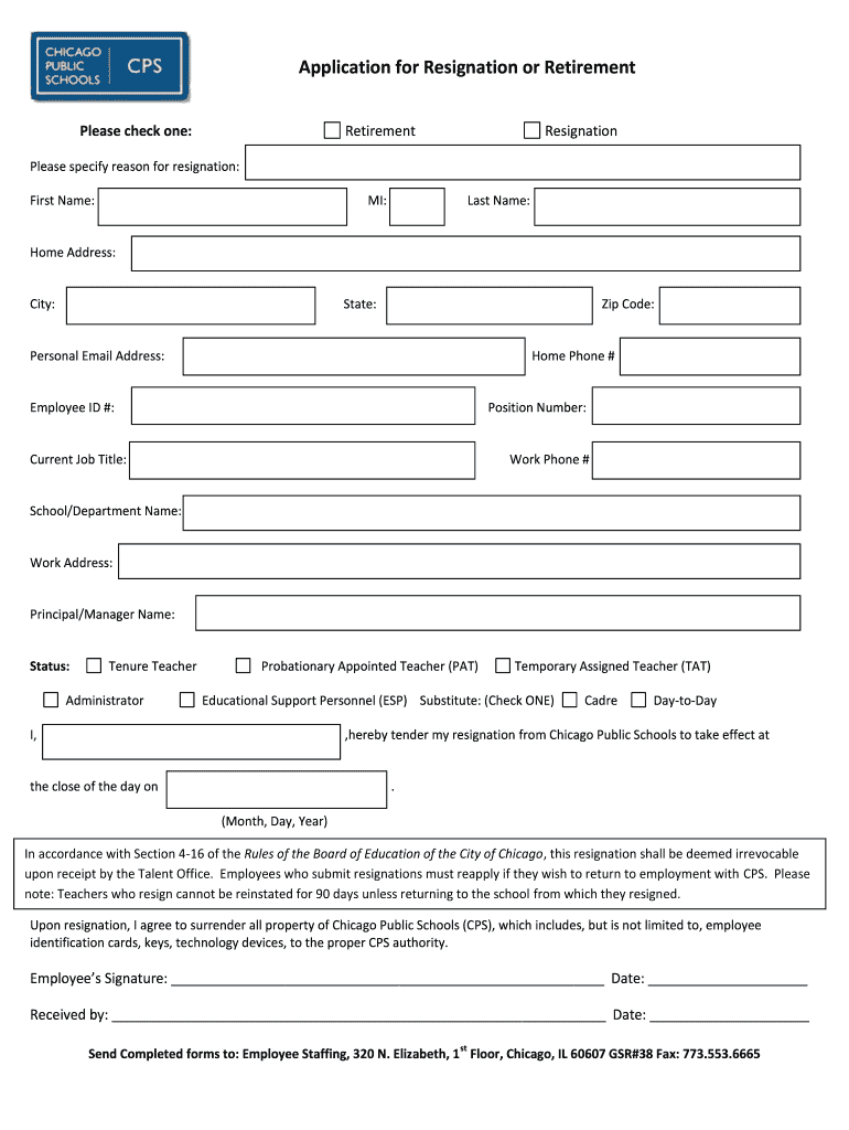 Cps Resignation Form