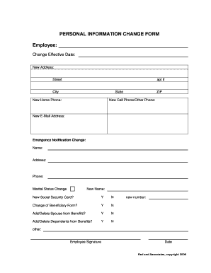 Personal Change Form