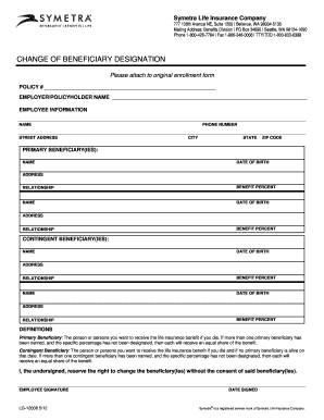 SYMETRA Beneficiary Change Form Myfresnoeoc