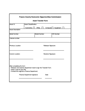 Asset Hand over Form