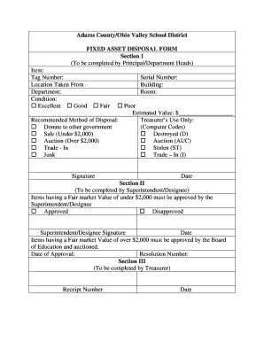 Fixed Asset Disposal Form Excel Template