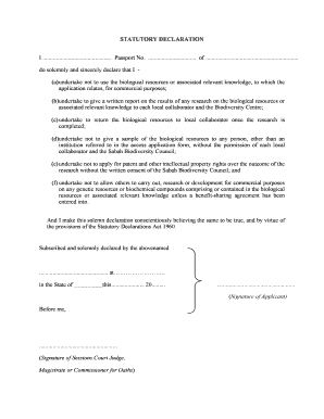 Statutory Declaration Malaysia Sample  Form