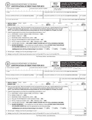 MO CRP Missouri Department of Revenue Dor Mo  Form