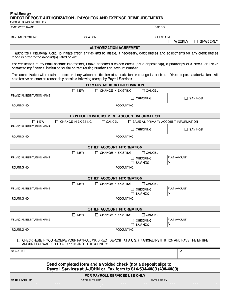  Form 91 Direction to Attend 2012-2024