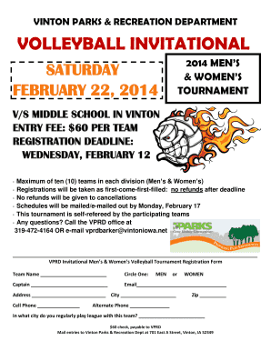 Volleyball Tournament Registration Form