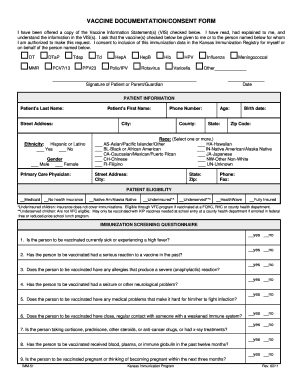  Vaccine Lodger Forms 2011