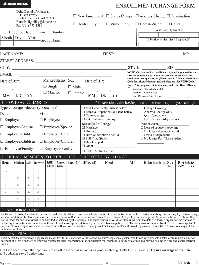 Delta Dental Enrollment Form