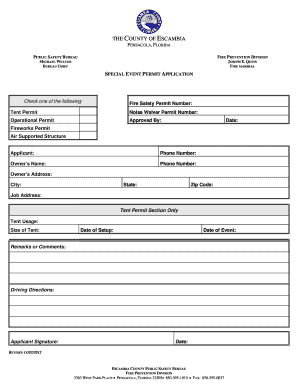 Tent Permit Application Package Escambia County  Form