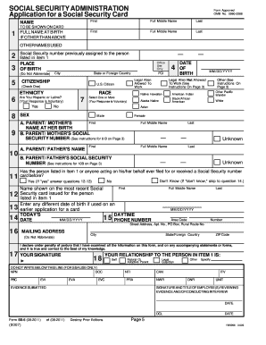 SOCIAL SECURITY ADMINISTRATION Application for a Social  Form