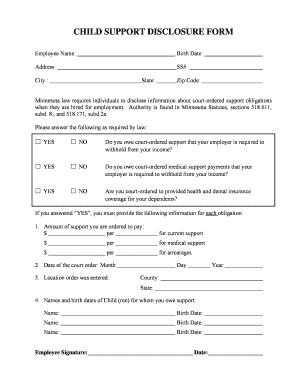 Child Support Disclosure Form Picsweb