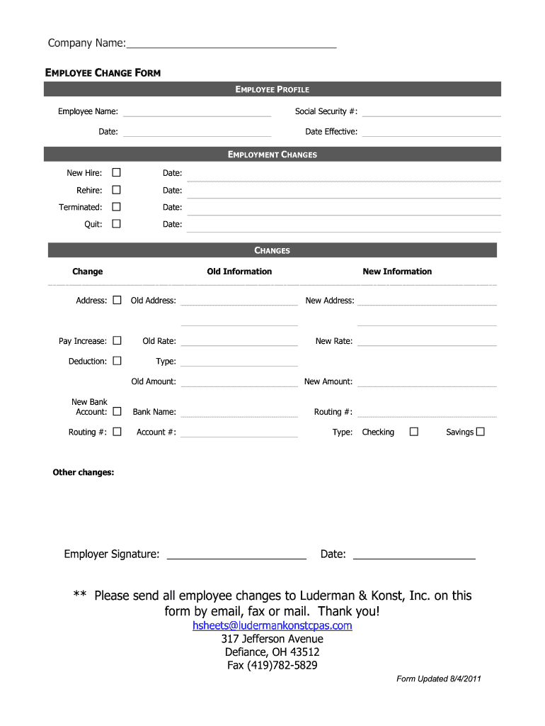  Employee Change BFormsb  Luderman Amp Konst Inc 2011-2024