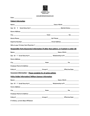 New Patient Form Palmetto Primary Care Physicians