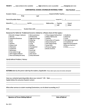 Online School Counselor Referral Form