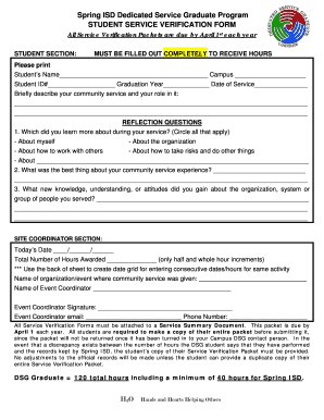 DSG Student Verification Form DOCX Springisd