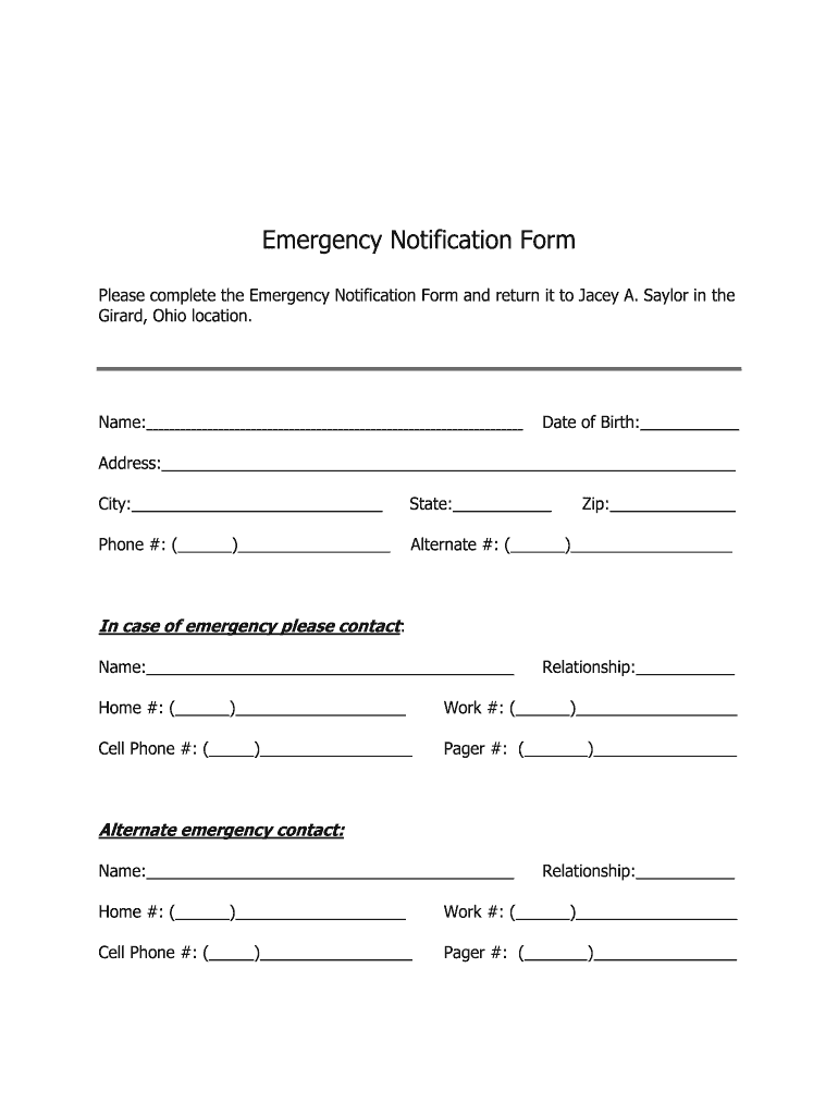 Emergency Notification Form