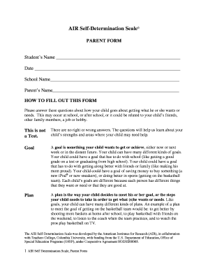 Air Self Determination Scale and User Guide  Form