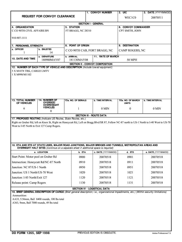 Dd 1265  Form