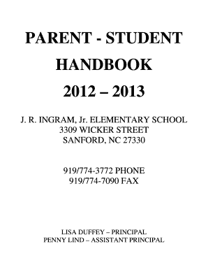 PARENT STUDENT HANDBOOK B2012b Lee County Schools  Form