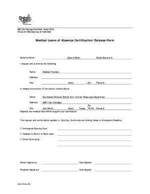 Medical Leave of Absence CertificationRelease Form Southwest Southwestchristian