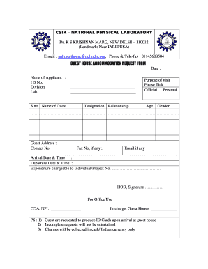 Npl Guest House  Form