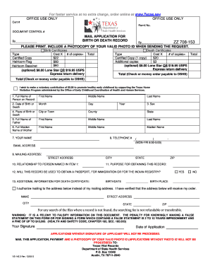 Texas Birth Certificate Template  Form