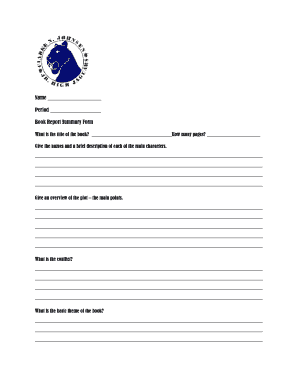 Book Report Template PDF  Form