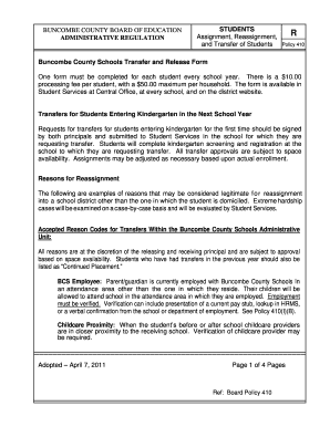 Buncombe County Schools Transfer Release Form