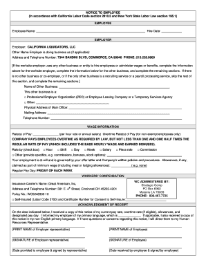 Wage Theft Prevention Act Form