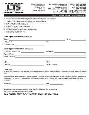 Travel Agency License Application Form
