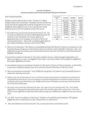 Fcps Lunch Application  Form