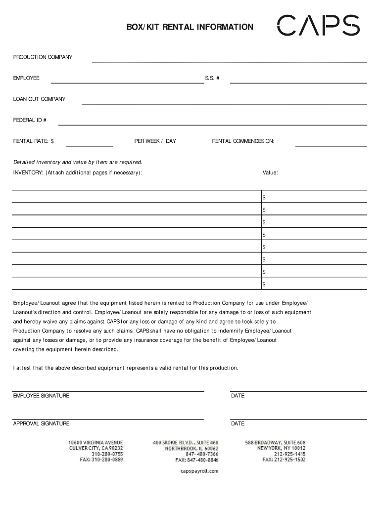 Box Rental Form