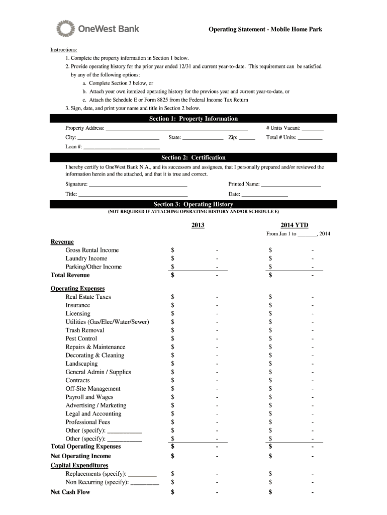 Craete Statement of Operation  Form