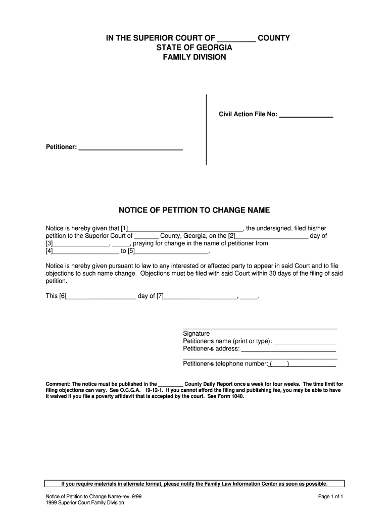  Notice of Petition to Change 1999-2024