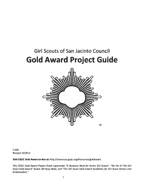 F 494 Gold Award Packet PDF Resources Girl Scouts of San Resources Gssjc  Form