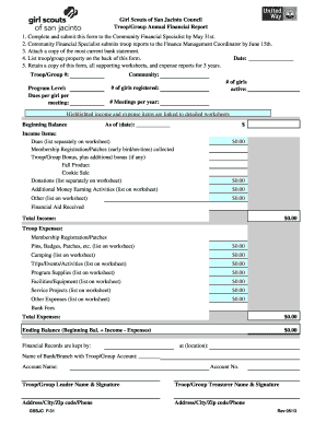  F 31 Troop Group Financial Report PDF Resources Girl Scouts of Resources Gssjc 2013