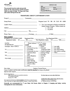 F 127 Troop Group Camp Reservation PDF Resources Girl Scouts Resources Gssjc  Form