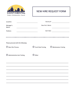 NEW HIRE REQUEST FORM 69 25 48