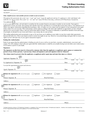 Td Direct Investing Trading Authorization Form
