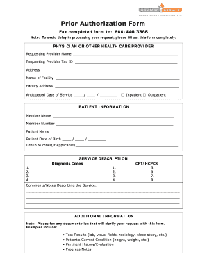 Common Ground Prior Authorization Form