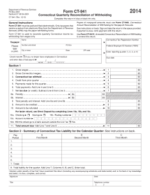 Connecticut Quarterly Tax and Wage Withholdings  Form