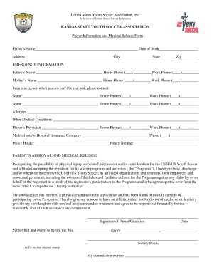 Medical Release Form Kansas Youth Soccer Association Kansasyouthsoccer