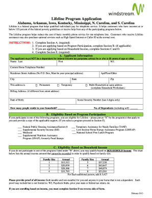 Multi WIN Lifeline Application DOC  Form