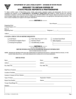 DRAFT Sp 275 Ofm New Jersey State Police Njsp  Form