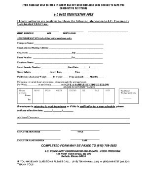 Child Care Verification Letter  Form