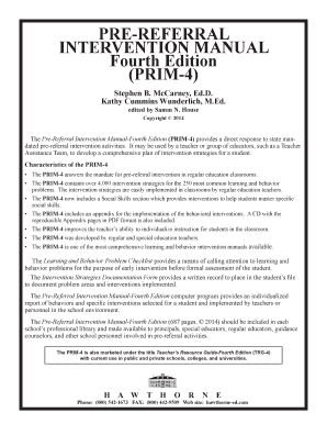 Pre Referral Intervention Manual 5th Edition PDF  Form