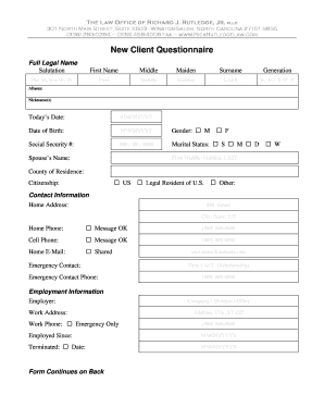 Client Questionnaire Form