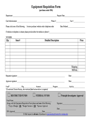 Equipment Requisition Form Procard Procurement Msstate